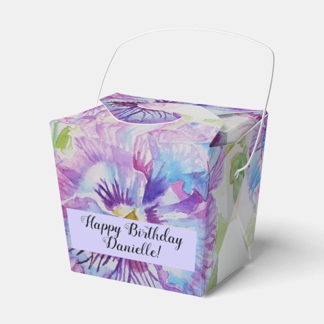 Lila Pansy Blume Blumenstrauß Party Gesichtskasten Geschenkschachtel (Vorderseite)