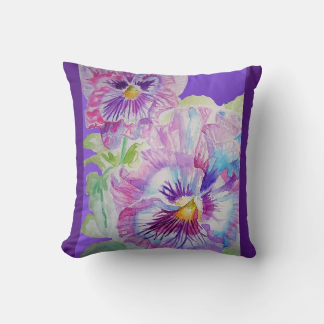 Lila Pansy Blume Blumenviolett-Dekoration Kissen (Vorderseite)