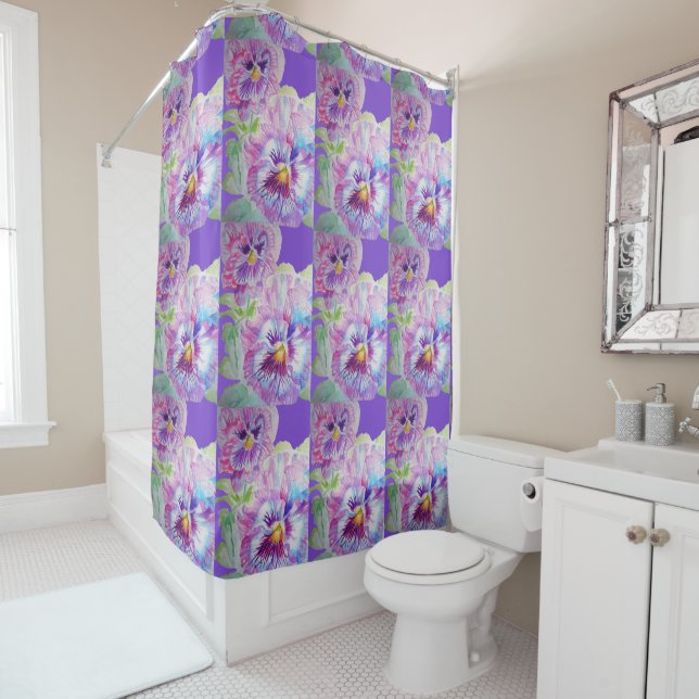 Lila Pansy Blume Blumenzauber Dusche Vorhang (Beispiel)