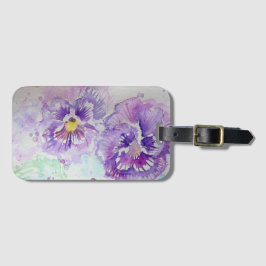 Lila Pansy Blume Floral Watercolor Gepäckstück Tag Gepäckanhänger
