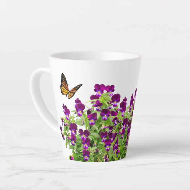 Lila Pansy Blume Latte Tasse (Linke Ecke)