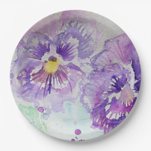 Lila Pansy-Blume-Musterpapierplatte Party Pappteller