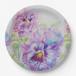 Lila Pansy-Blume-Musterpapierplatte Party Pappteller