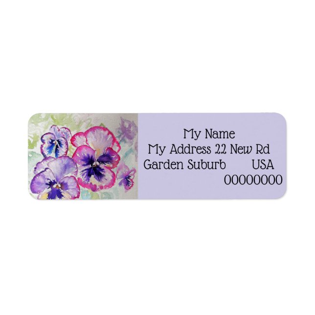 Lila Pansy Blume Rücksendeadressen-Aufkleber (Vorne)