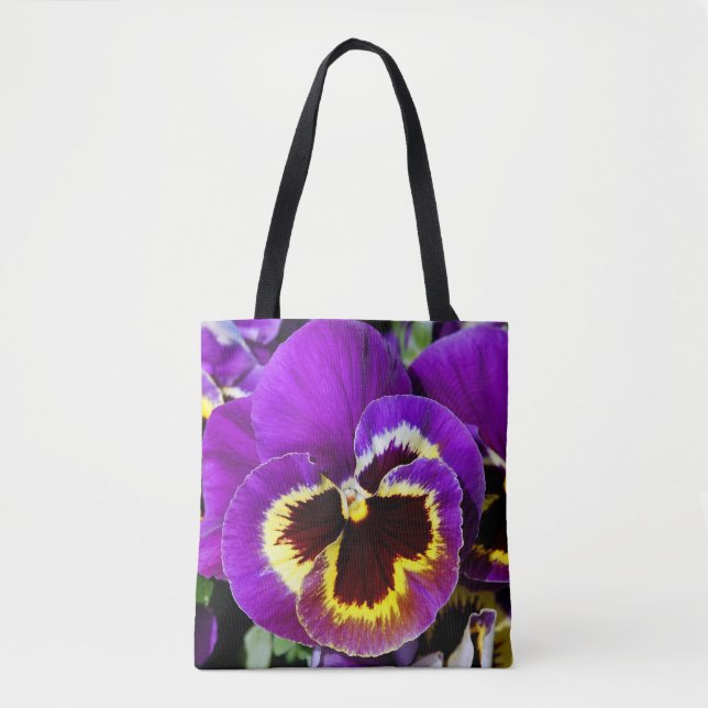 Lila Pansy-Blume Tasche (Vorderseite)