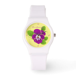 Lila Pansy Blume Thunder_Cove Armbanduhr