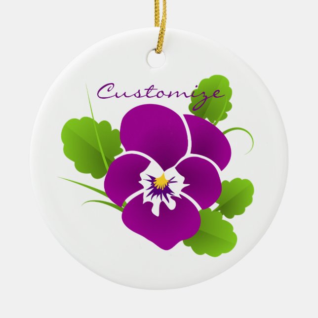 Lila Pansy Blume Thunder_Cove Keramik Ornament (Vorne)