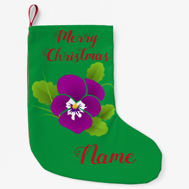 Lila Pansy Blume Thunder_Cove Kleiner Weihnachtsstrumpf (Vorderseite)
