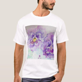 Lila Pansy-Blume Wasserfarbenmalerei T-Shirt