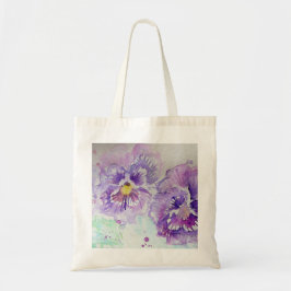 Lila Pansy-Blume Wasserfarbenmalerei Tragetasche