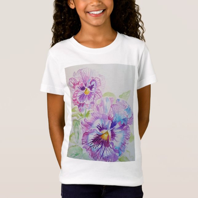Lila Pansy Blumenstrauß-Kunst, Dichtung und Musik  T-Shirt (Vorderseite)