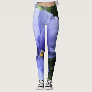 Lila Pansy-Blüte mit Grünem u. Gelbem, Foto 43 Leggings