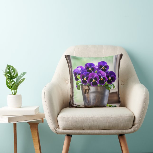 Lila Pansy Bouquet Kissen (Stuhl )