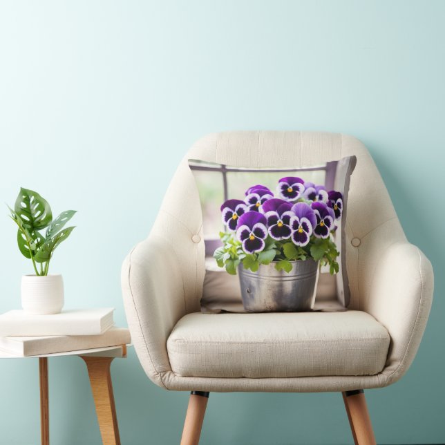 Lila Pansy Bouquet Kissen (Stuhl )