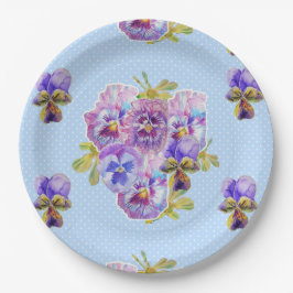 Lila Pansy-Dot-Blume-Musterpapierplatte Party Pappteller