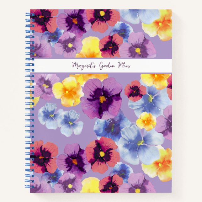 Lila Pansy Elegant Blumengarten SpiralNotebook Notizbuch (Vorderseite)