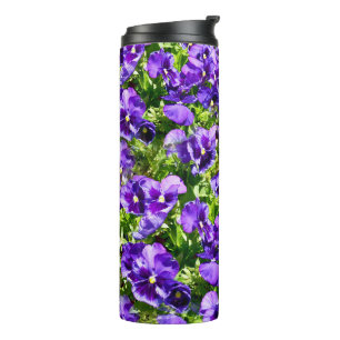 Lila Pansy Field, Thermal Tumbler Thermosbecher