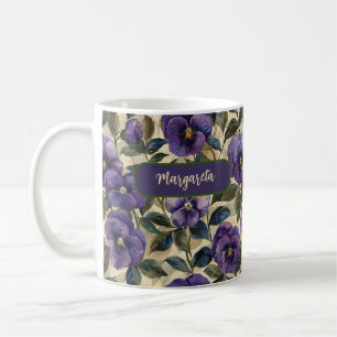 Lila Pansy Floral Blume Benutzerdefinierte Tasse