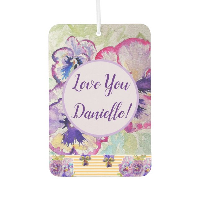 Lila Pansy floral Blume Car Air Freshener Autolufterfrischer (Vorderseite)