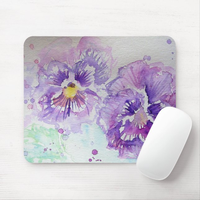 Lila Pansy Floral Blume Computermatte Pad Mousepad (Mit Mouse)