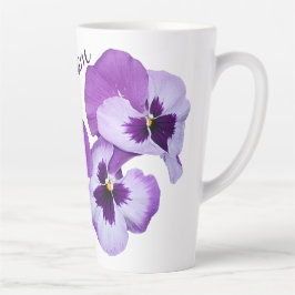Lila Pansy floral Miriam Name anpassbar boho Milchtasse