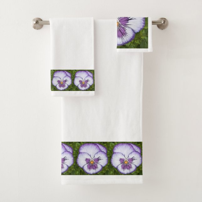 Lila Pansy-Gesicht Badhandtuch Set (Insitu)
