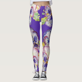 Lila Pansy große Pansy Floral Blume Leggings