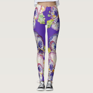 Lila Pansy große Pansy Floral Blume Leggings