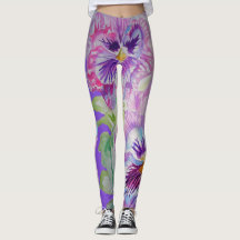 Lila Pansy große Pansy-Leggings