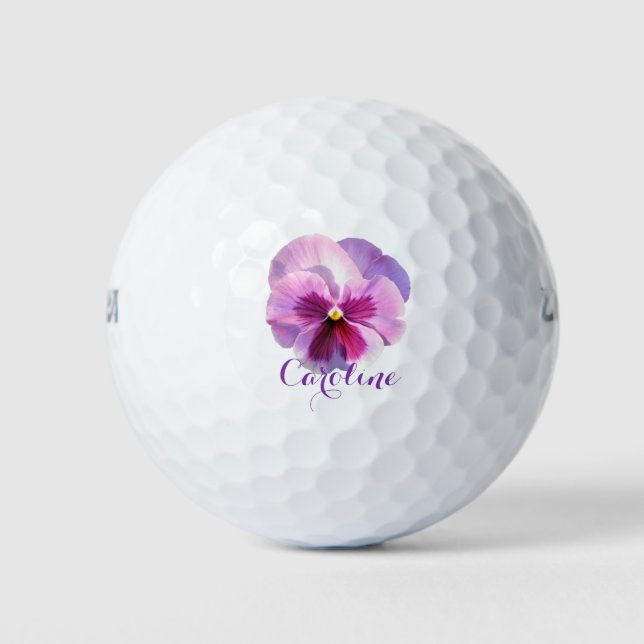 Lila Pansy Individuelle Name Golfball (Vorderseite)