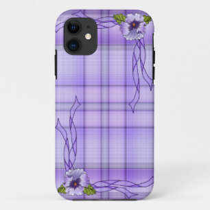Lila Pansy kariert iPhone 11 Hülle