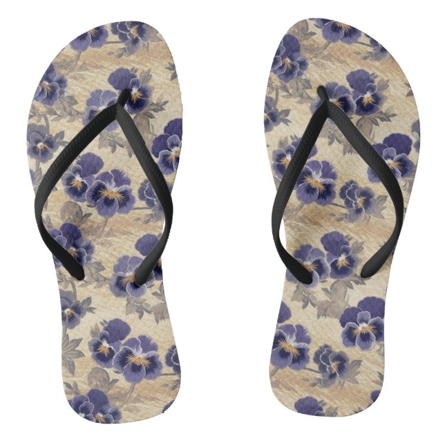 Lila Pansy-Muster Flip Flops (Fußbett)