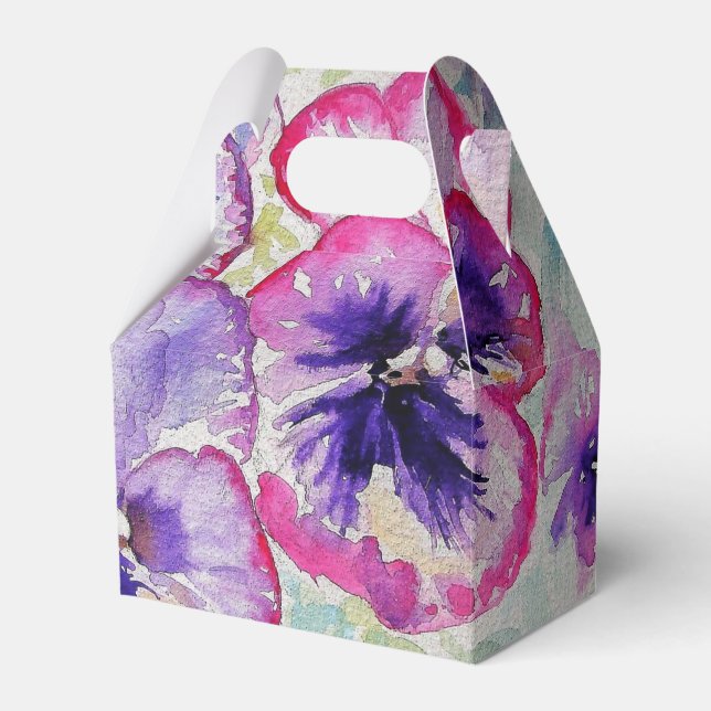 Lila Pansy Pink Blume Floral Wasserfarbe Geschenkschachtel (Vorderseite)