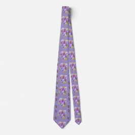 Lila Pansy Shabby Chic floral Mens Neck Tie Krawatte