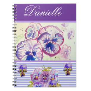Lila Pansy Shabby Chic Wasserfarbe Rosa Blau Notizblock