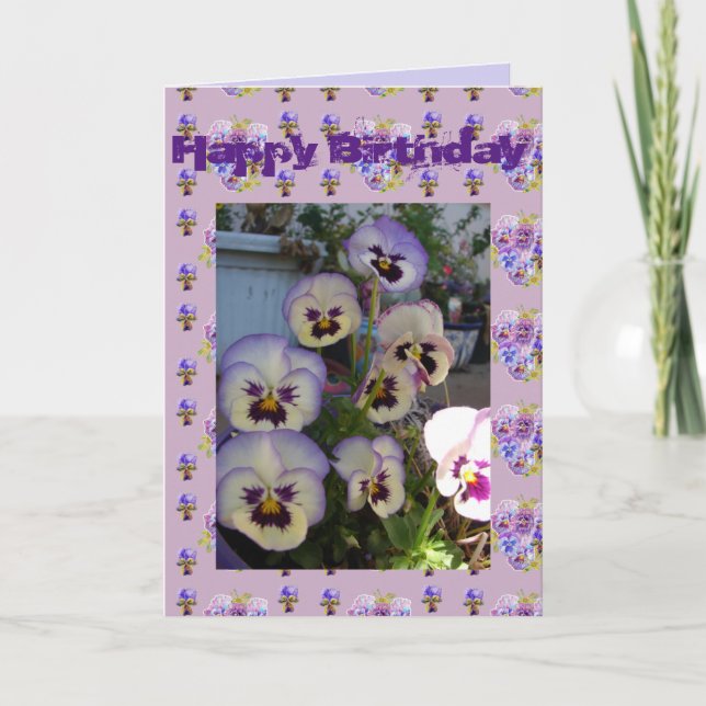 Lila Pansy Stiefmütterchen Blume Blumenkohl Foto K Karte (Vorderseite)