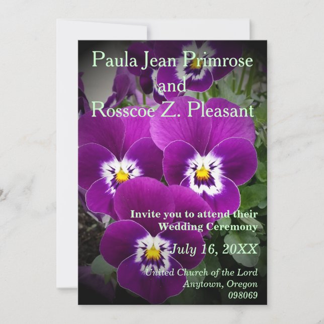 Lila Pansy Wedding Einladung (Vorderseite)