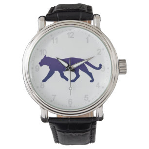 Lila Panther-Silhouette - Hintergrundfarbe auswähl Armbanduhr