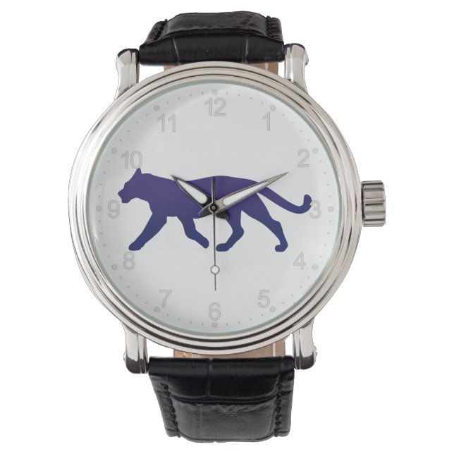 Lila Panther-Silhouette - Hintergrundfarbe auswähl Armbanduhr (Vorderseite)