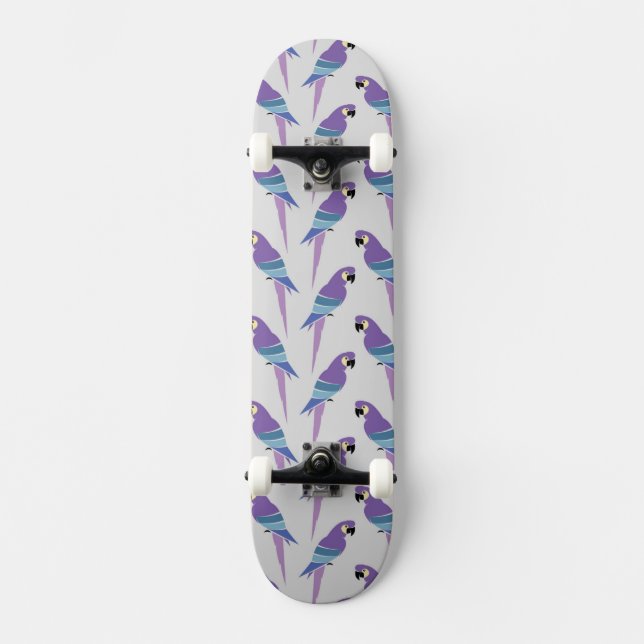 Lila Papageien Skateboard (Vorderseite)
