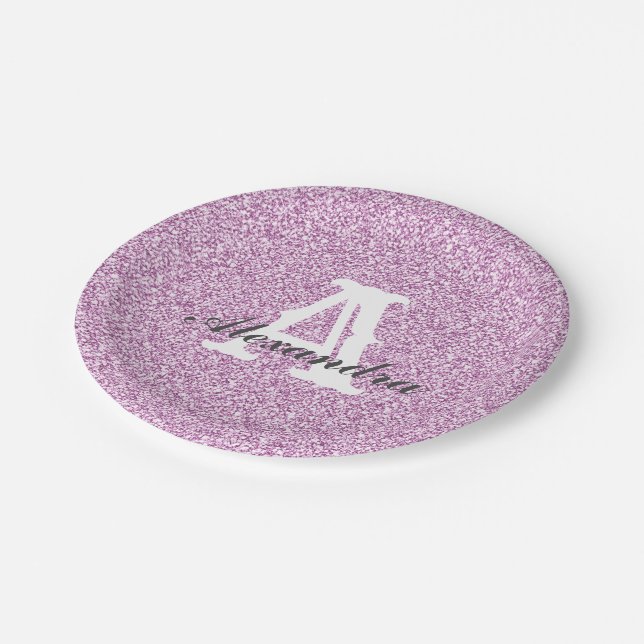Lila Papierplatte für Glitzer- und Sparkle Pappteller (Schrägansicht)