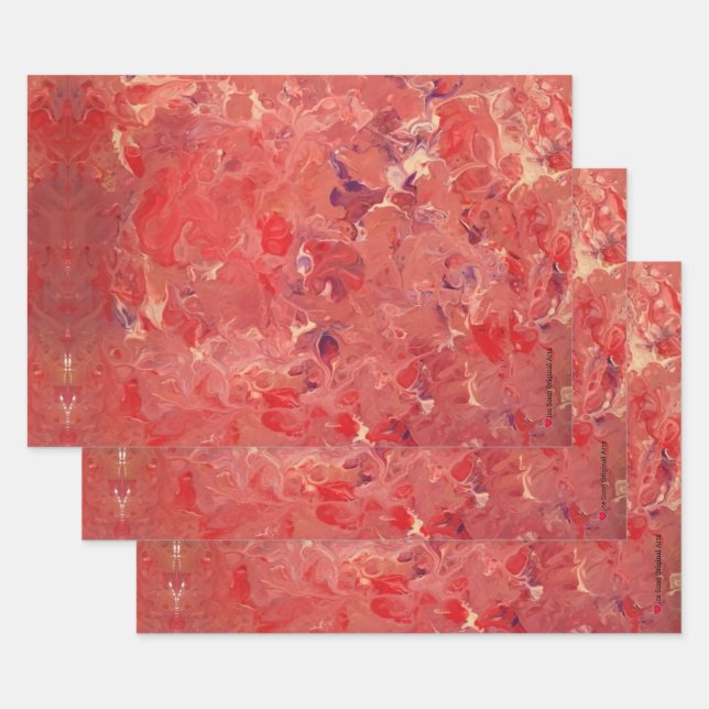 Lila Papiertücher aus rotem Creme Geschenkpapier Set (Set)