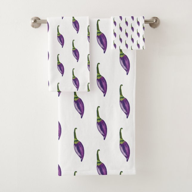 Lila Paprikaschoten Badhandtuch Set (Insitu)