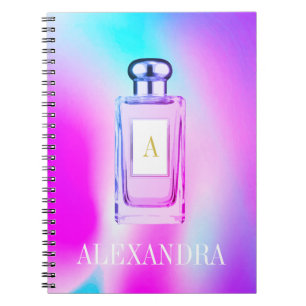 Lila Parfüm Flasche Chic Monogram Personal Notizblock