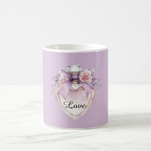Lila Parfümflasche Schleife Rosa Blumen Kaffeetasse