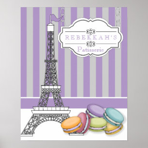 Lila Paris Macarons Eiffel Tower Monogram Poster