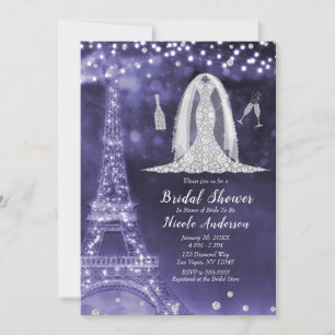 Lila Paris Nacht Diamant Kleid Brautdusche Einladung