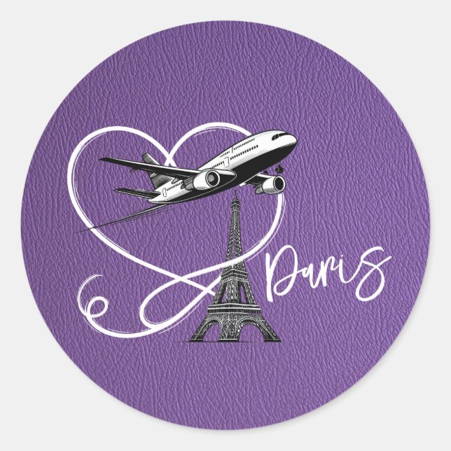 Lila Paris-Pass Runder Aufkleber (Vorderseite)