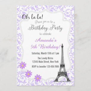 Lila Paris Romantische Einladung zum Geburtstag