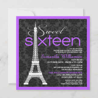 Lila Paris Sweet 16 Einladungen